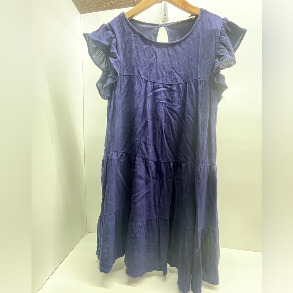 Altar'd State Indigo Ruffle Midi Dress